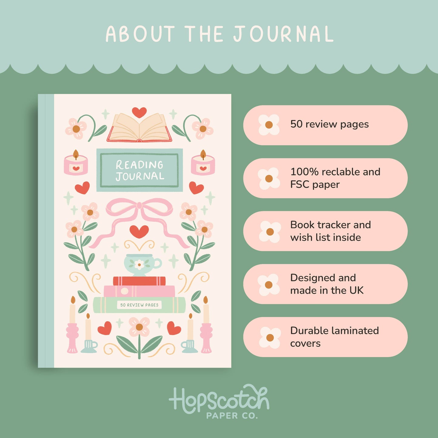 Hopscotch Paper Co. - Reading Journal – 50 Page Book Review Notebook