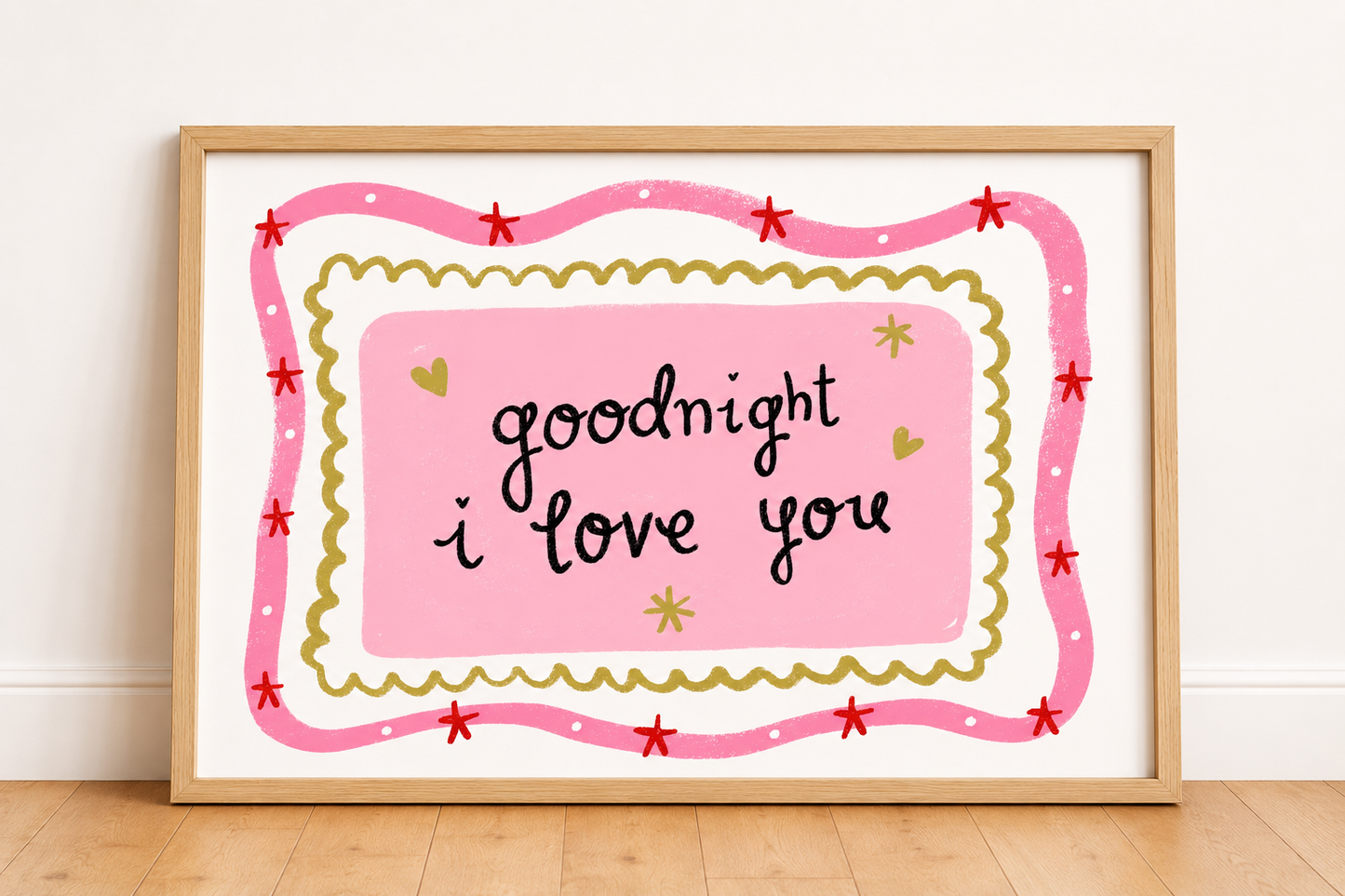 It's Lucy Doodles - Goodnight I love you pink whimsical print