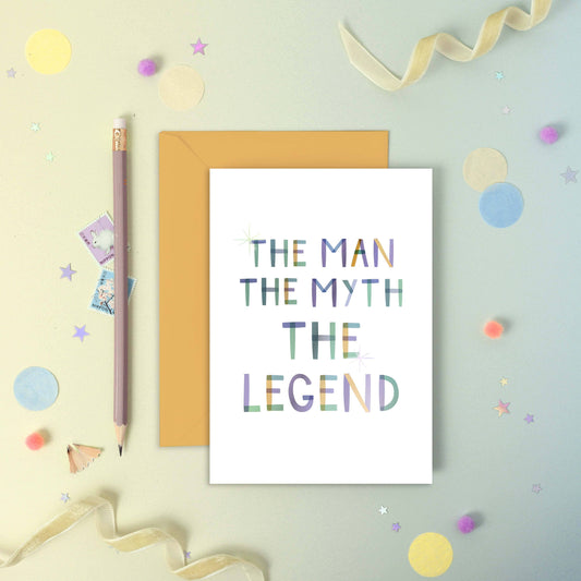 Two For Joy Illustration - The Man Myth Legend. Birthday Father’s Day Foiled Card