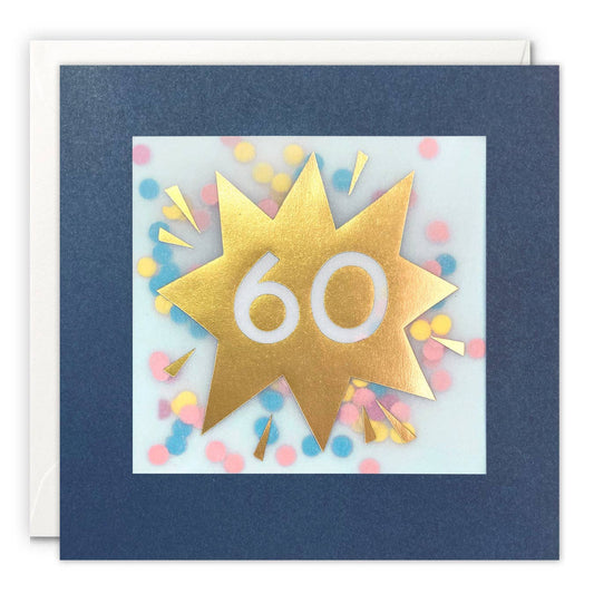 James Ellis - Age 60 Gold Confetti Birthday Card - Paper Shakies