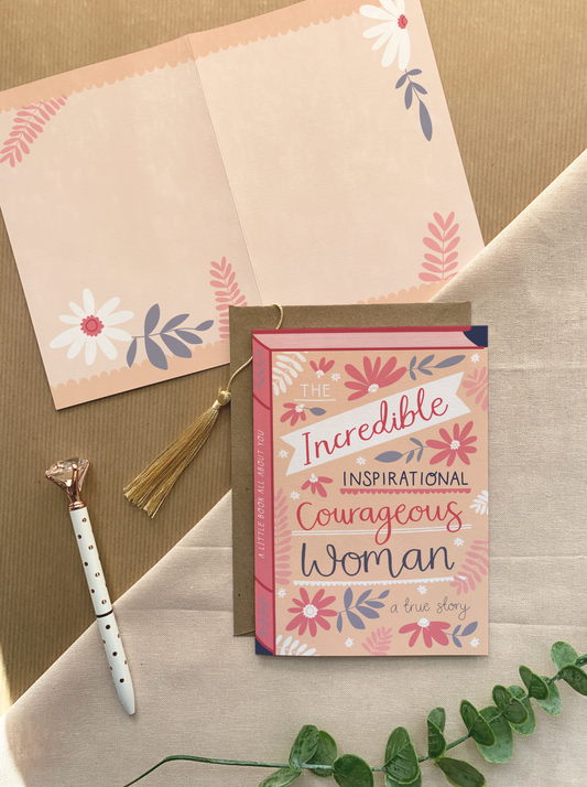 Two For Joy Illustration - Inspirational woman – Luxury Book Greeting Card -