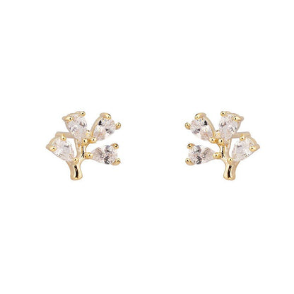 White Leaf - 7 Days Floral Earrings Box Set in Gold