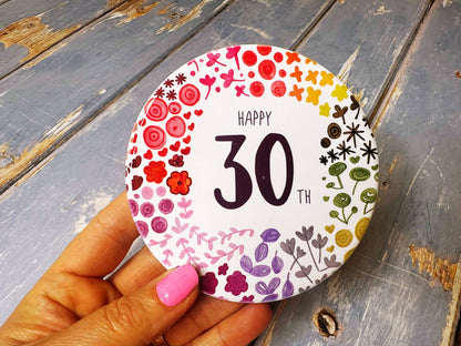 Little Heart - 30 Round Floral Ceramic Coaster