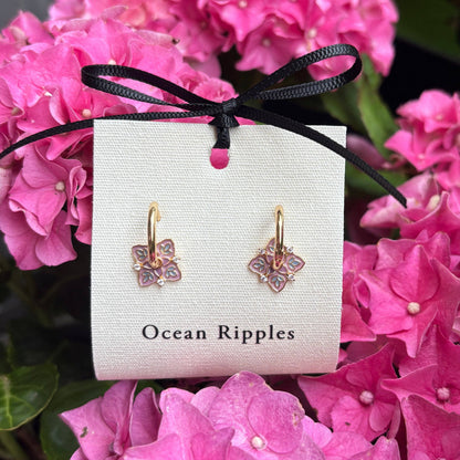 Ocean Ripples - 14ct Gold Plated Pink Sakura Blossom Earrings