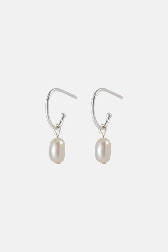 One & Eight - Silver Pearl Drop Studs