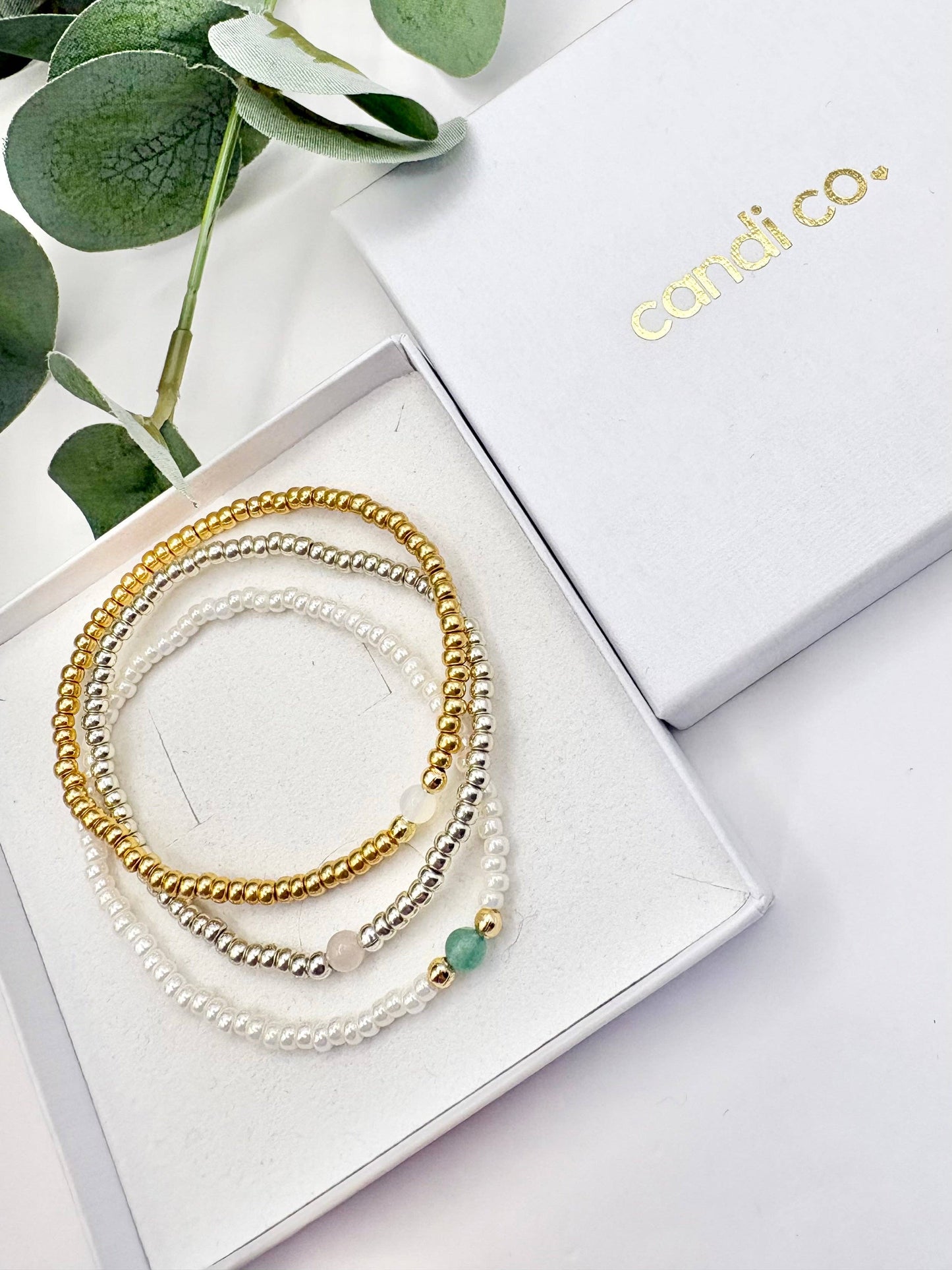 Candi Co Jewellery - Pastel Gemstone Seed Beaded Bracelet