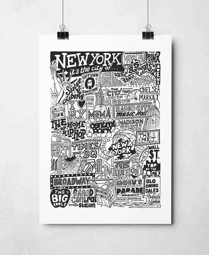 Sketchbook Design - New York City Landmarks It's The City Of Art Print