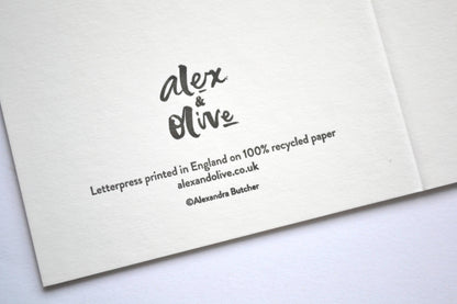 Alex & Olive - Baby Girl Handcrafted Greeting Card - Letterpress Printed