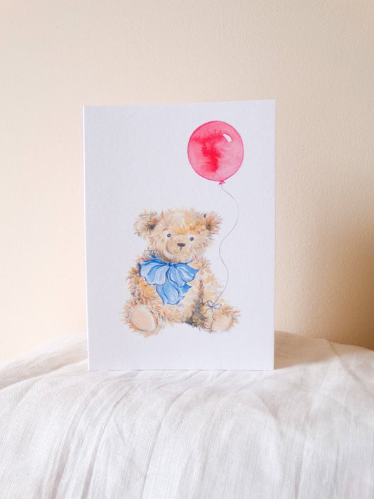La la lu - Teddy Bear Blue Greeting Card