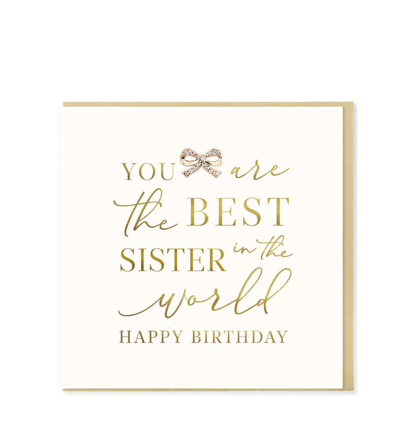 Hearts Designs - Best Sister In The World, Embellished Greetings Card