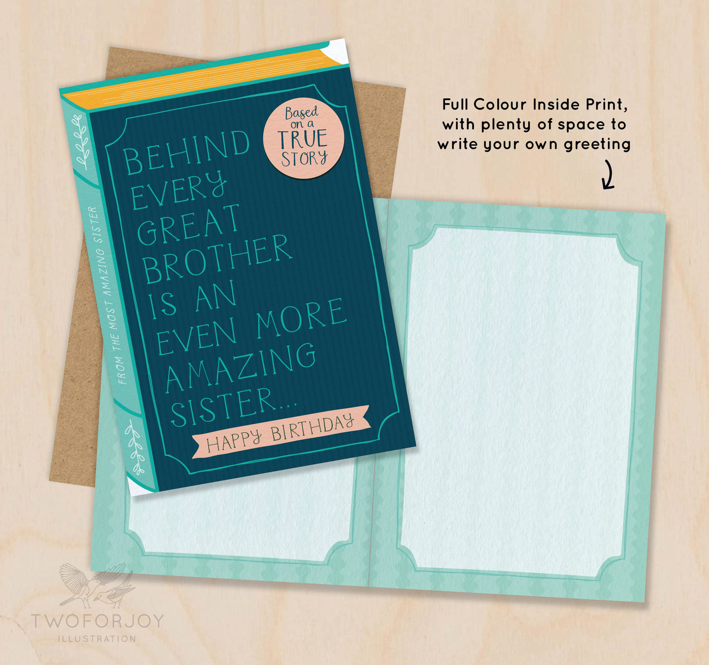 Two For Joy Illustration - Behind Every Great Brother is an Amazing Sister Card