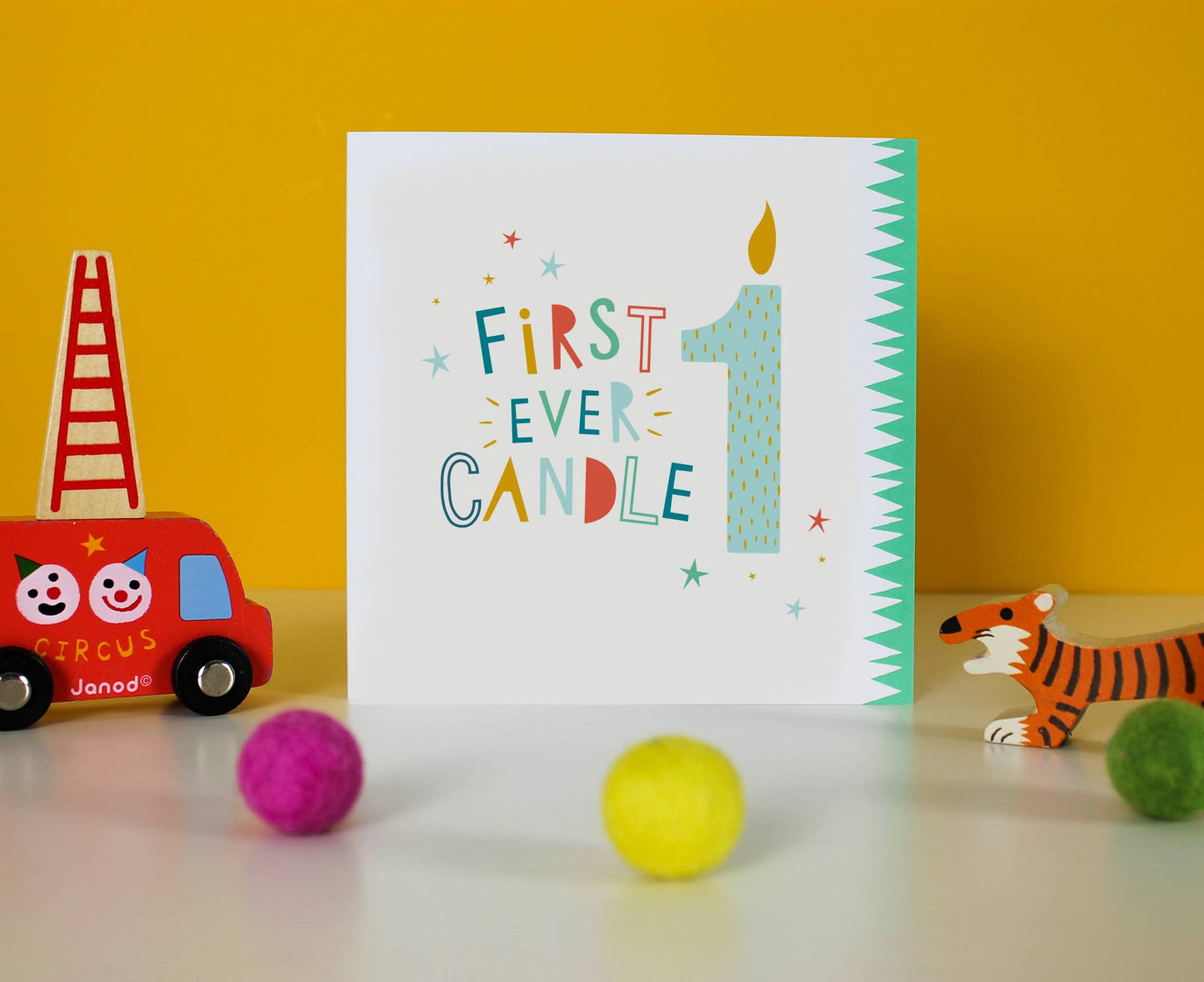 Dotty Black - First Ever Candle Birthday Card - Turquoise