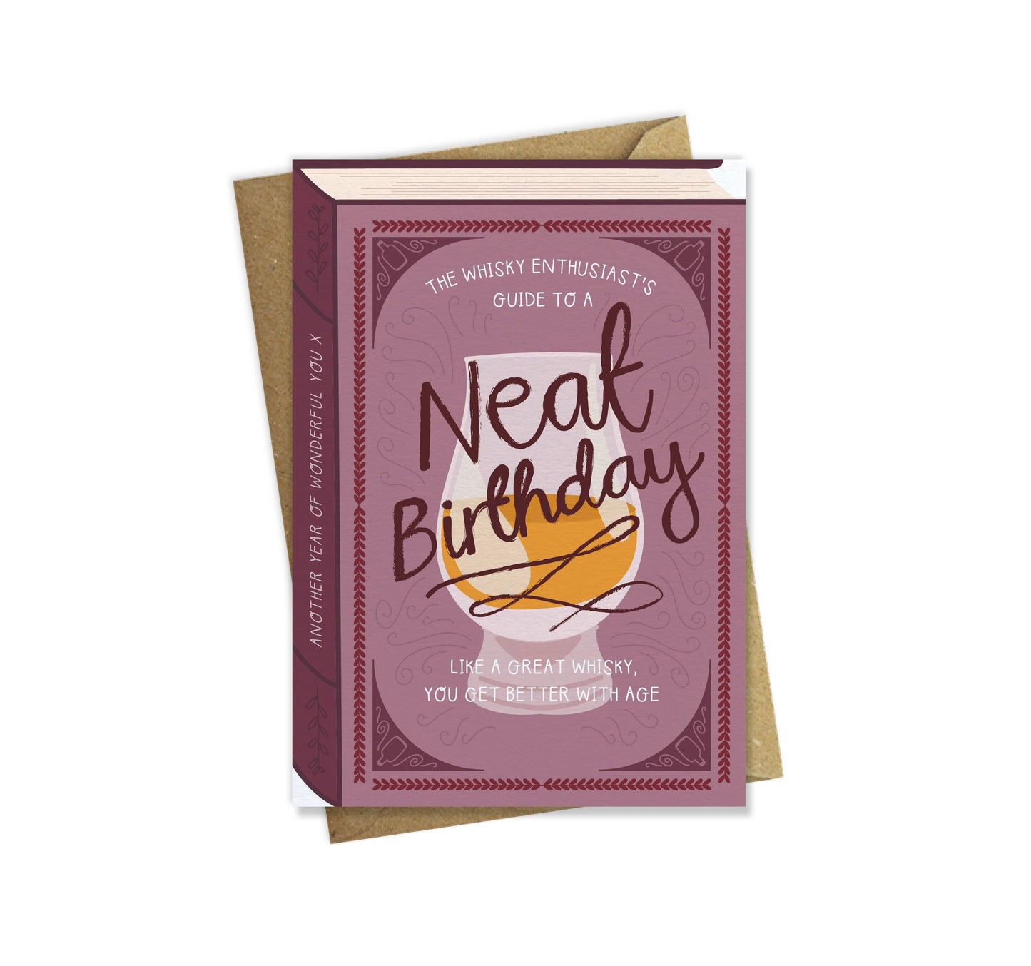 Two For Joy Illustration - Neat Birthday Whisky Enthusiast – Luxury Book Greeting Card