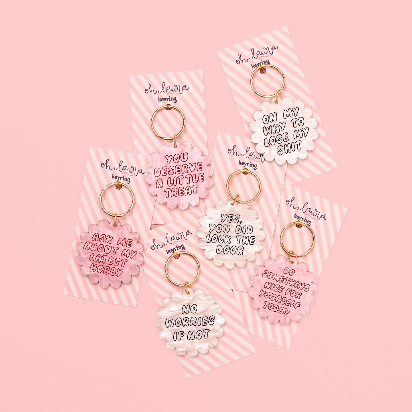 Oh, Laura - Acrylic keyring - ask me about my latest hobby