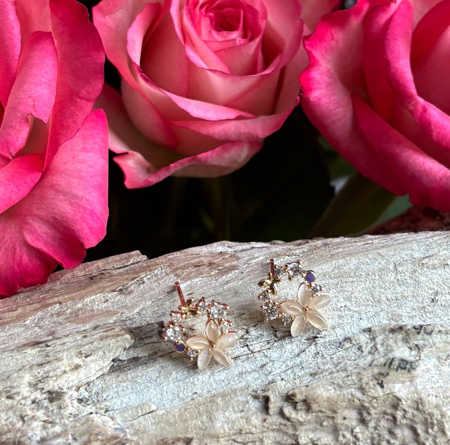 Ocean Ripples - 14ct Gold Plated Flower Wreath Earrings