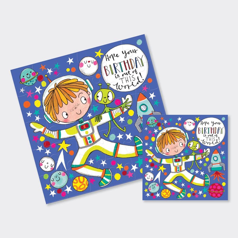 Rachel Ellen Designs - Jigsaw Card - Spaceman And Alien
