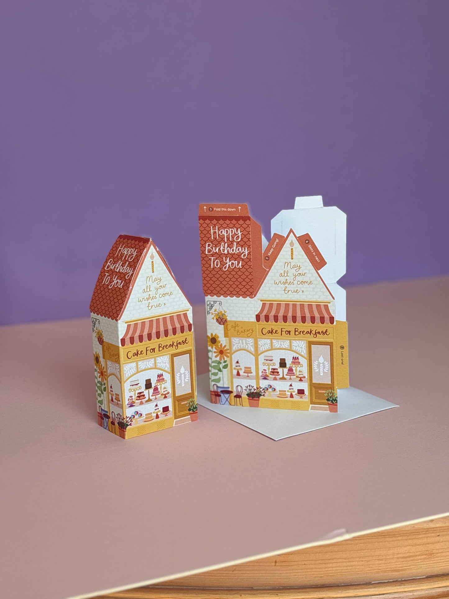 Two For Joy Illustration - Cake for Breakfast Birthday Card – 3D Slot Together Card