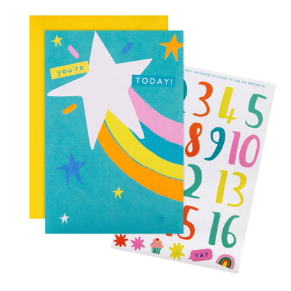 Hallmark - Kids' Birthday Card with Rainbow Star & Stickers