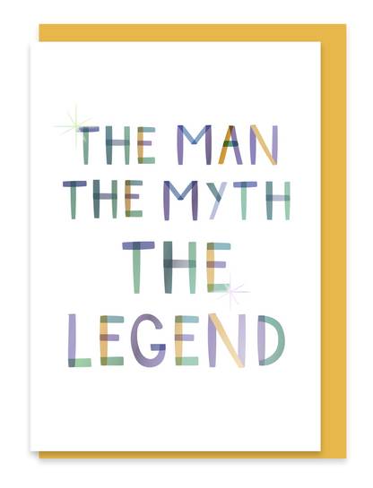 Two For Joy Illustration - The Man Myth Legend. Birthday Father’s Day Foiled Card