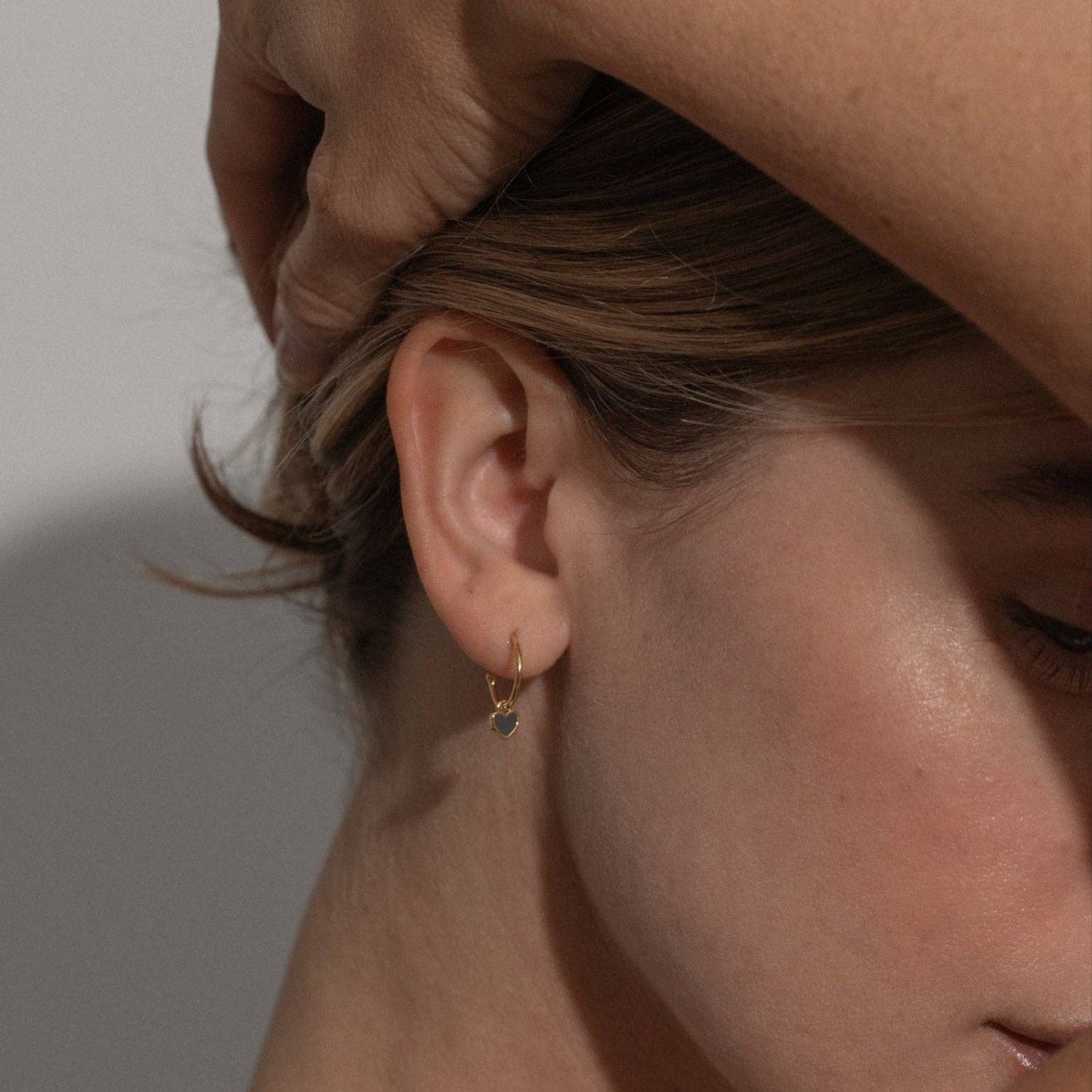 One & Eight - Slate Heart Enamel Earrings