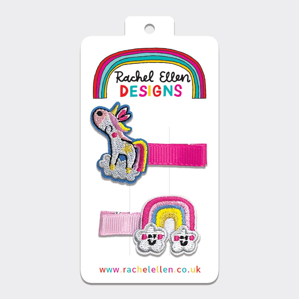 Rachel Ellen Designs - Kid’s Hair Clips - Unicorn/Rainbow (Set of 2)