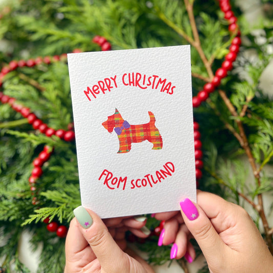 Xoxo Designs by Ruth - Christmas 'Merry Christmas From Scotland' Scottie Dog Card