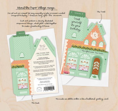 Two For Joy Illustration - Afternoon Tea Birthday Card – 3D Slot Together Card