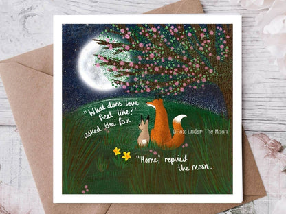 Fox Under The Moon - Greeting Card - Home