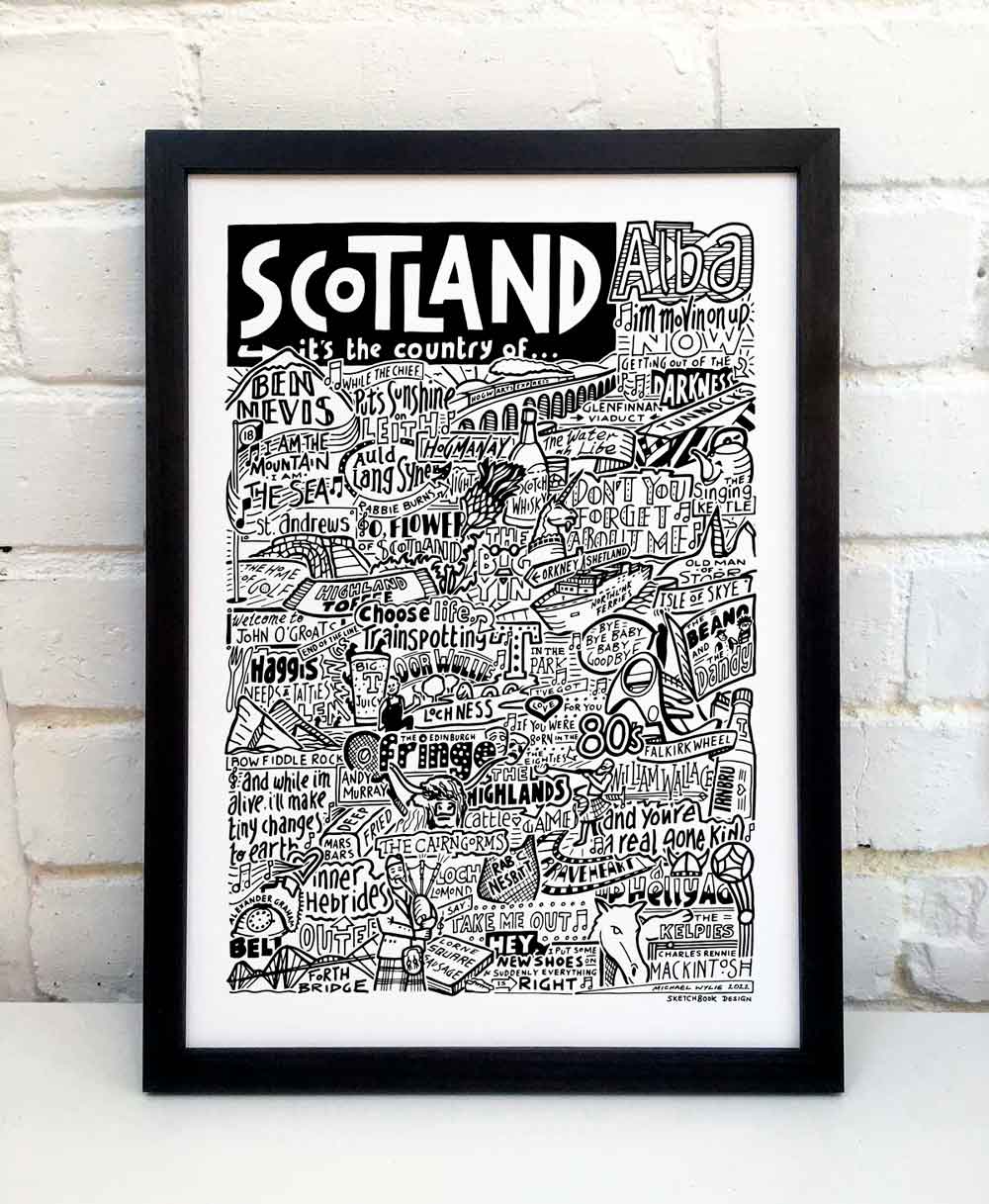 Sketchbook Design - Scotland Landmarks It's The Country Of Art Print