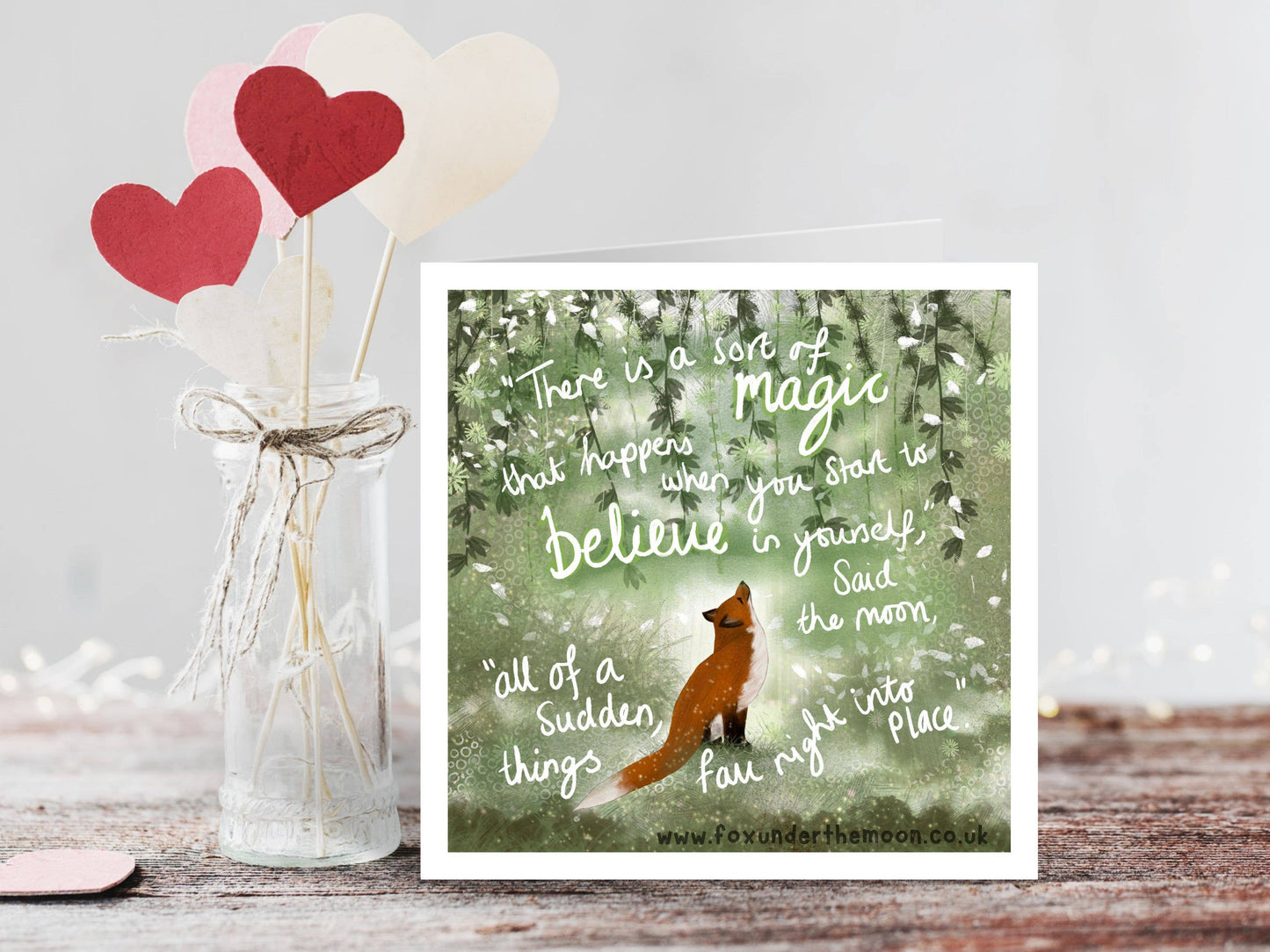 Fox Under The Moon - Greeting Card - Believe