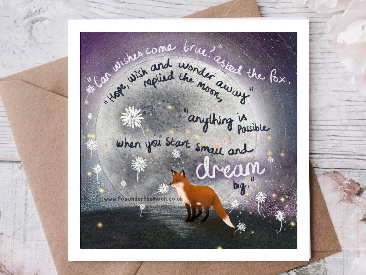 Fox Under The Moon - "Wishes" Celebration & Encouragement Card by Fox Under The M