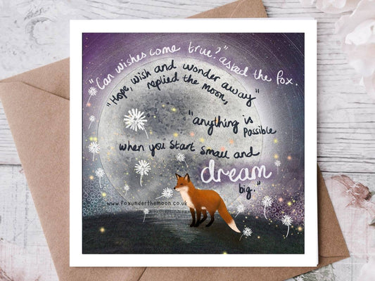 Fox Under The Moon - "Wishes" Celebration & Encouragement Card by Fox Under The M