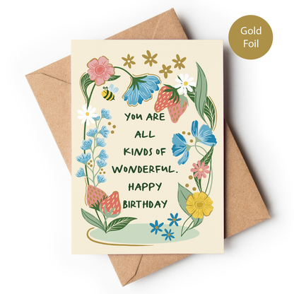 Not Today Tuesday - Birthday Card | Floral | Strawberries | Gold Foil