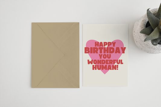 Blue Iris Designs Co - Happy Birthday you wonderful human A6/5x7 card