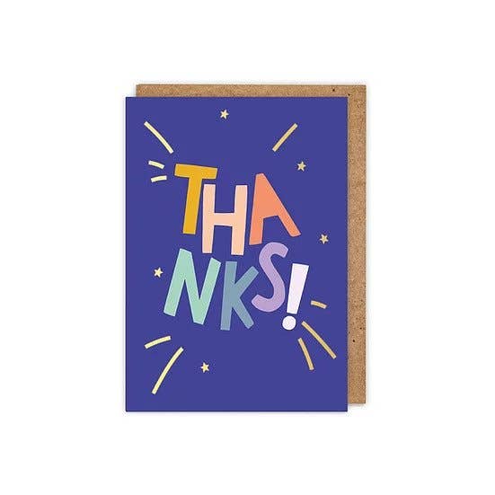 Zoe Spry - Gold Foiled 'thanks!' Letters Thank You Greetings Card