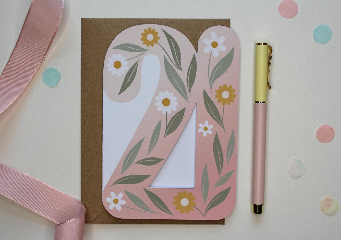 Ellice Owens Designs - 21st Birthday Card – Floral Cutout Design for Her