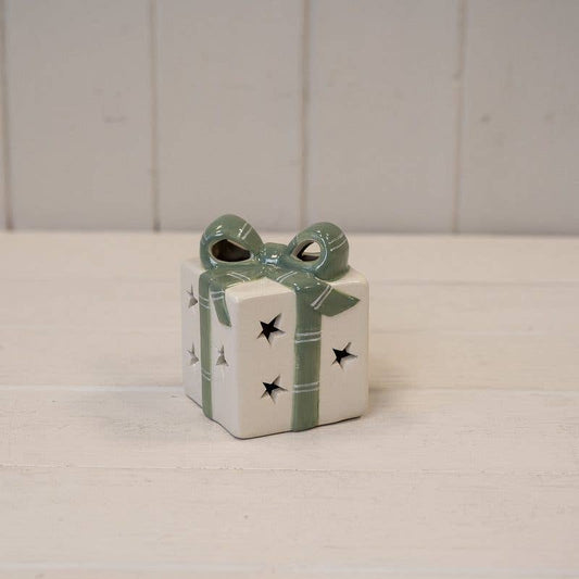 Satchville - White/Green Ceramic Present with LED