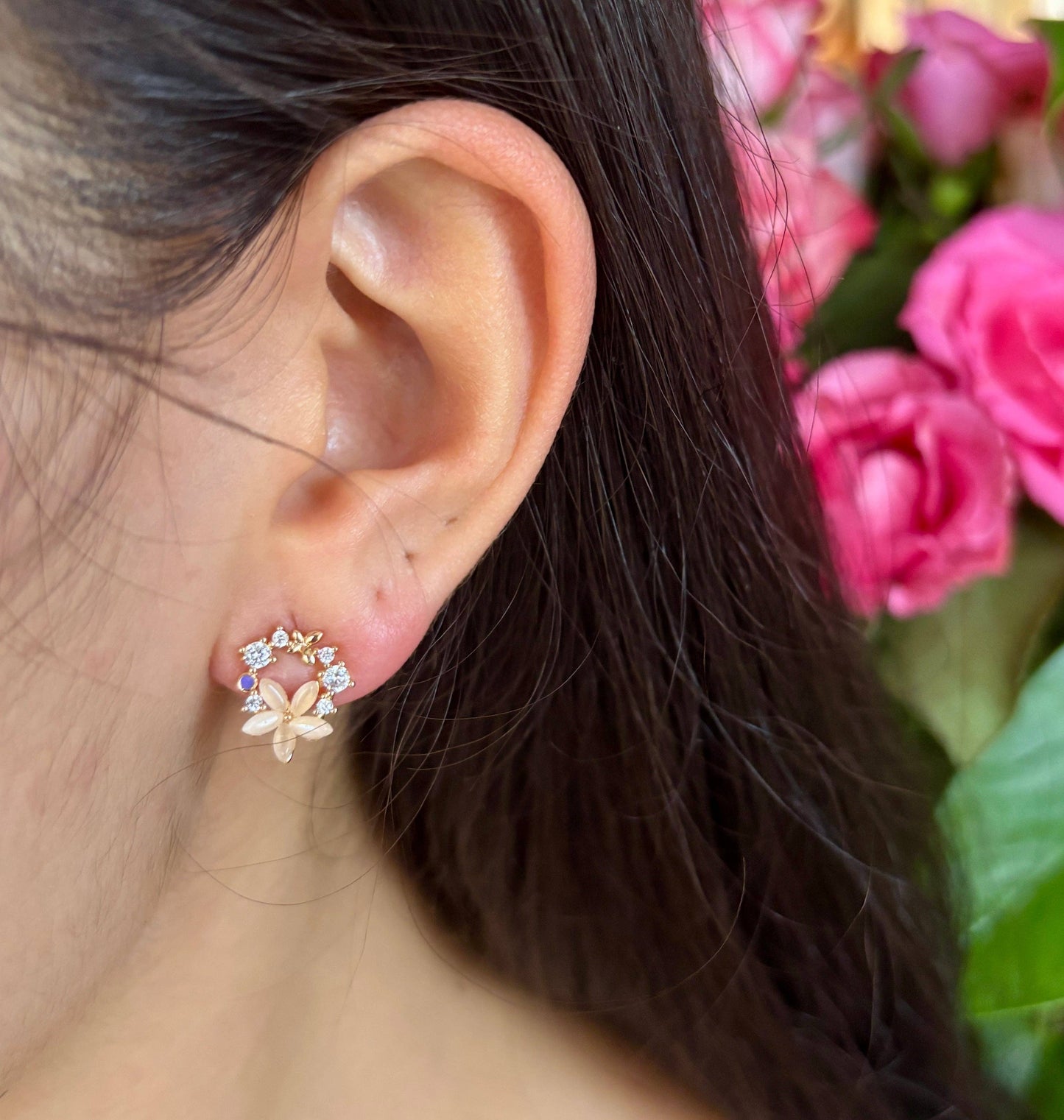 Ocean Ripples - 14ct Gold Plated Flower Wreath Earrings