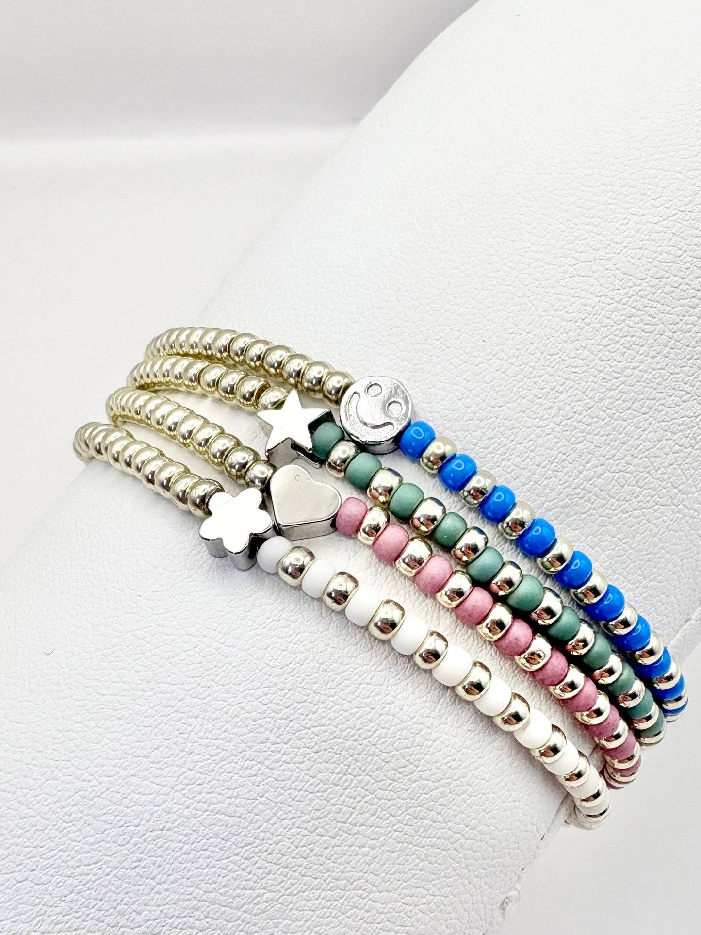 Candi Co Jewellery - Pastel Seed Beaded Charm Bracelet