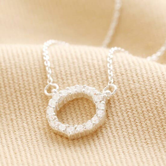 Lisa Angel - Sterling Silver Crystal Hoop Necklace