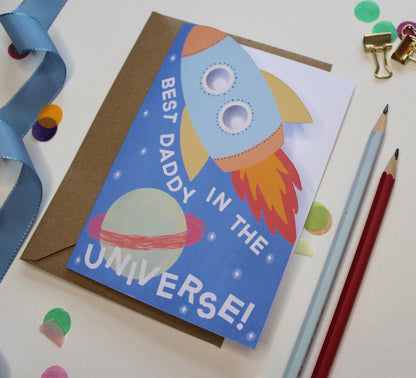 Ellice Owens Designs - Space Rocket Daddy Card for Father’s Day or Birthday