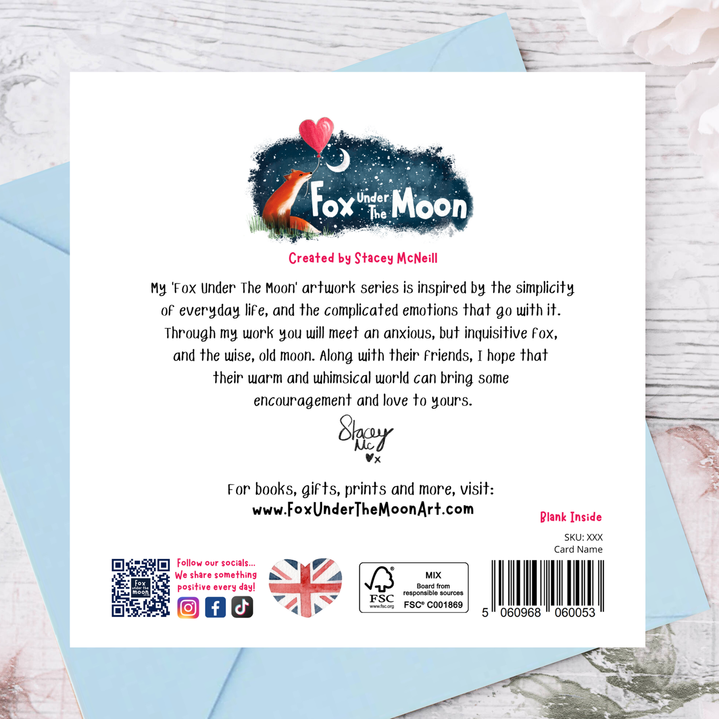 Fox Under The Moon - "Hand In Hand" Foiled Wedding / Anniversary Card