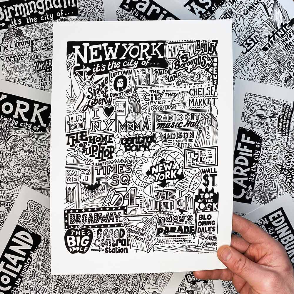 Sketchbook Design - New York City Landmarks It's The City Of Art Print