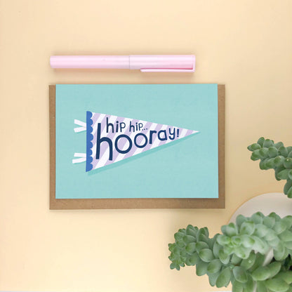 Hip Hip Hooray! Pennant Flag Congratulations Greetings card