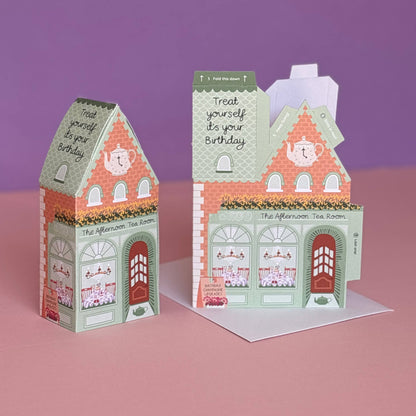 Two For Joy Illustration - Afternoon Tea Birthday Card – 3D Slot Together Card
