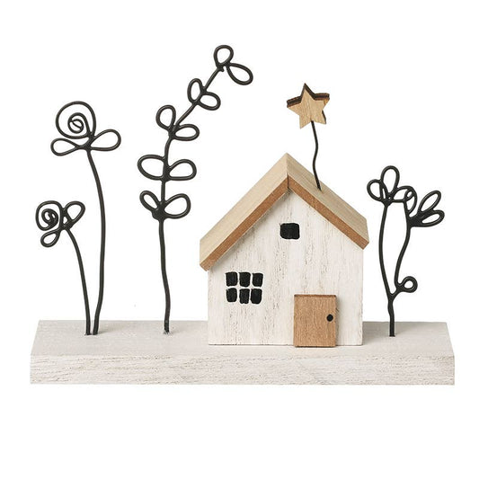 Heaven Sends - WOODEN HOUSE ON BLOCK WITH STAR