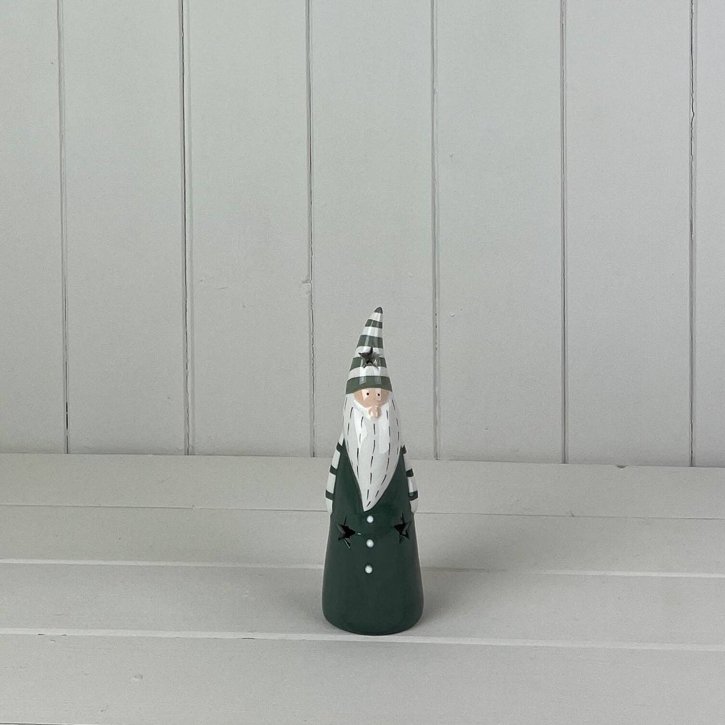 Satchville - Dark Green/White Ceramic Gonk Decoration With Led