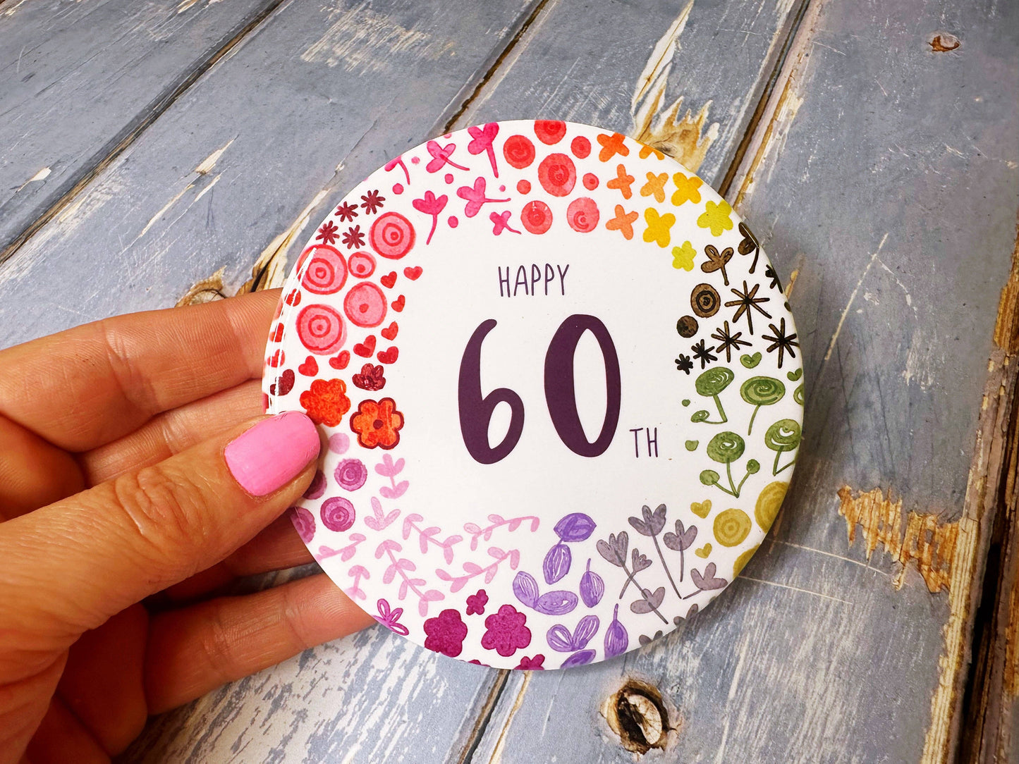 Little Heart - 60 Round Floral Ceramic Coaster