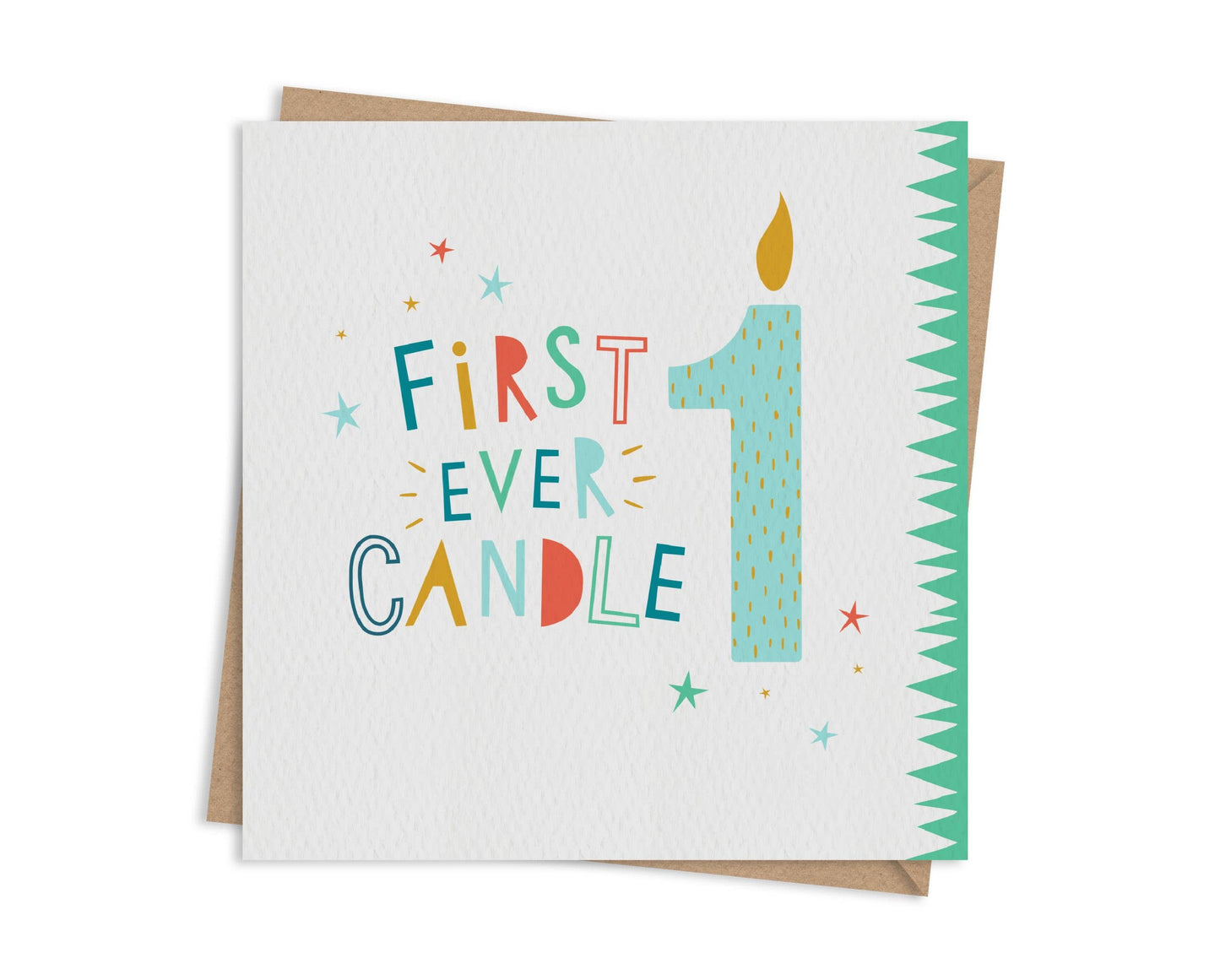 Dotty Black - First Ever Candle Birthday Card - Turquoise