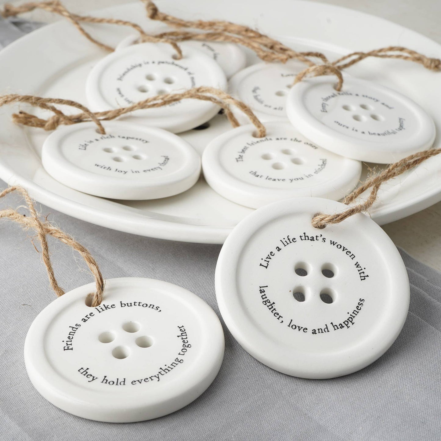 CGB Giftware - Send With Love 8 Assorted Button Hangers In Dish